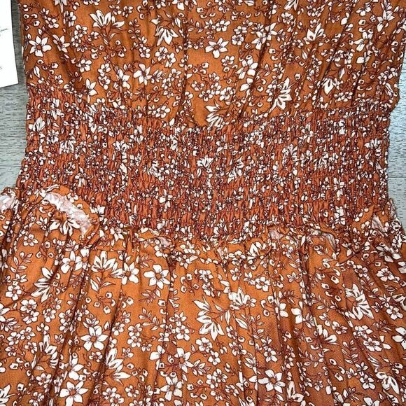 Jessica Simpson Floral Button Down Smock Waist Tunic Skirt Top, Girls XL (12) - Picture 3 of 12